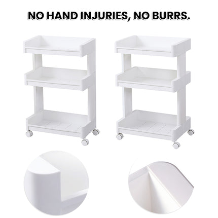 Bathroom Multi-Tier Mobile Storage Rack with Wheels Space-Saving For Bath Tools