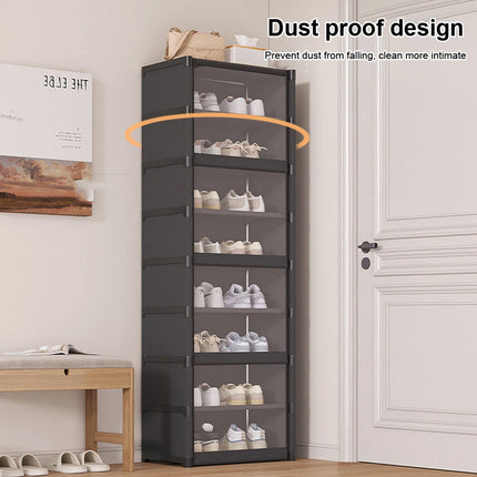 Simple Shoe Cabinet with Transparent Door 8 Tier for Entryway Hallway Durable