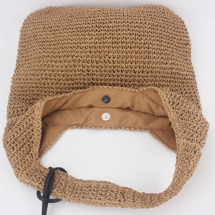 Large Capacity Fashion Woven Straw Shoulder Bag Simple Design for Everyday Use