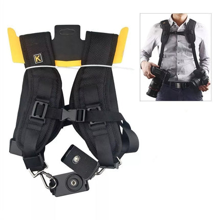 Professional Dual DSLR Camera Harness Adjustable Shoulder Sling Strap Belt