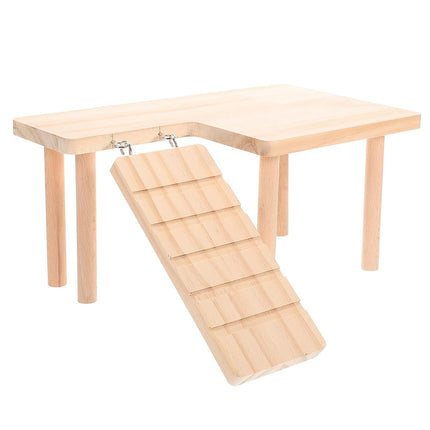 Hamster Wood Stand Platform with Ladder Small Animal Toy Hamster Rat Accessories