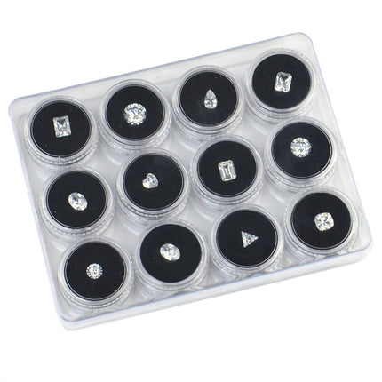 Transparent Round Gemstone Display Box Organizer Case with Lid Storage Packaging