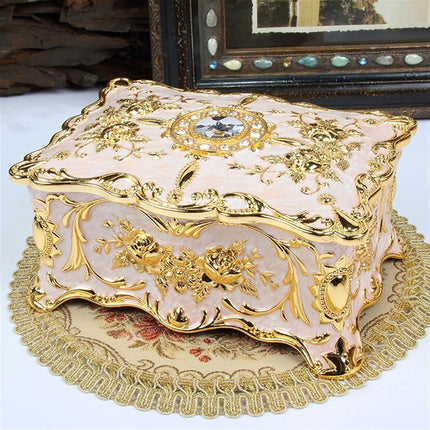 Retro Jewelry Box Trinket Organizer Alloy Crafts Ring Necklace Storage Box
