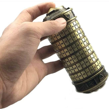 Da Vinci Code Lock Cylinder Vintage Puzzle Box Secret Compartment Bronze Style