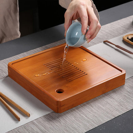 Elegant Bamboo Tea Tray Set Simple Tea Accessories Stand for Home and Office