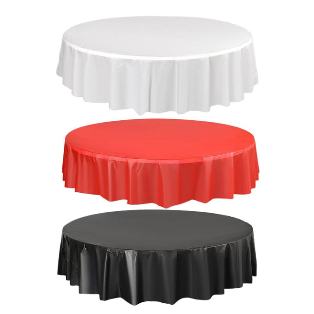 10pcs Round Tablecloth Solid Color Waterproof PEVA Table Cover 213cm Diameter
