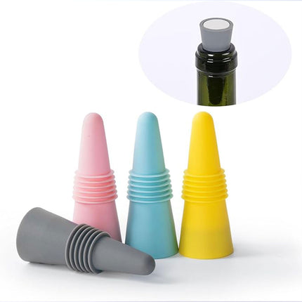 4 PCS Silicone Bottle Stoppers – Reusable Wine Beverage Sealer Bar Tool Set