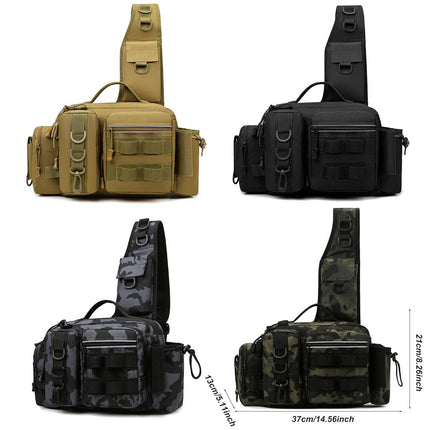 Tactical Fishing Backpack Large Capacity Outdoor Waist Chest Bag Camouflage