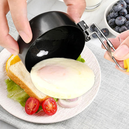 2PCS Collapsible Ear Hanging Non-Stick Heat Resistant Round Egg Steamer