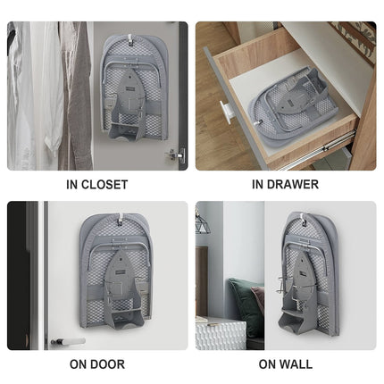 Foldable Ironing Board Wall Mount Compact Laundry Press Stand with Iron Holder