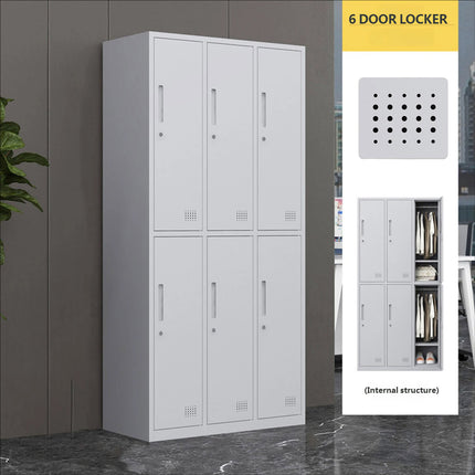 2 Tier Steel 6 Compartment Office Filing Storage Cabinet with Lock and Shelf