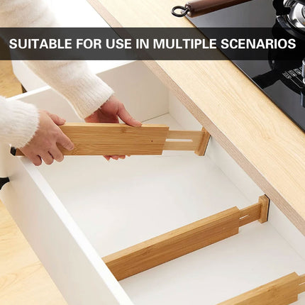 4PCS Bamboo Drawer Retractable Partitions Durable for Home Kitchen Desk Use