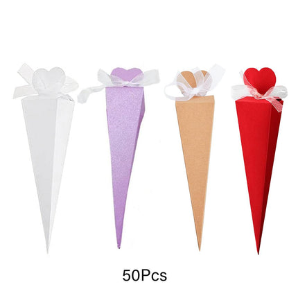 Cone Candy Boxes 50pcs Ice Cream Shape Gift Boxes Party Favour Treat Packaging