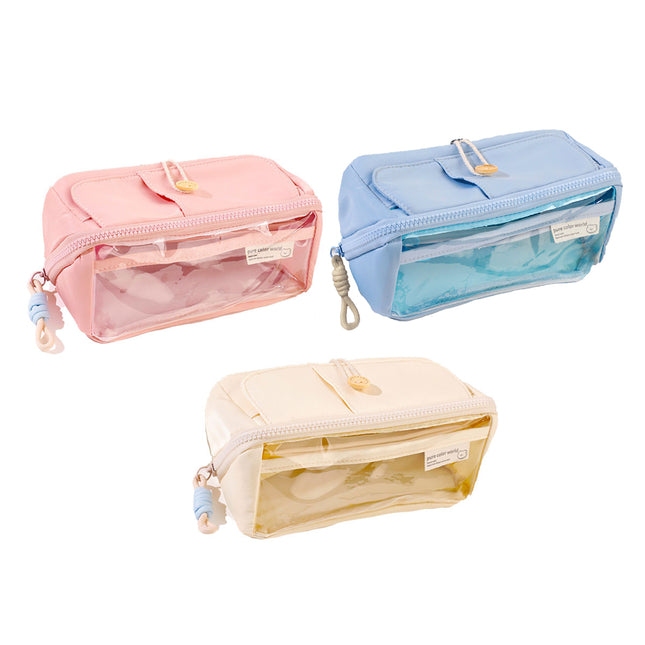 Large Capacity Japanese Style Student Stationery Bag Plain Colour Pen Case
