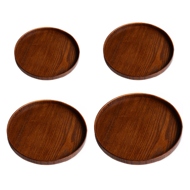 Round Wooden Serving Tray 4 Sizes Living Room Kitchen Dining Table Serving Tray