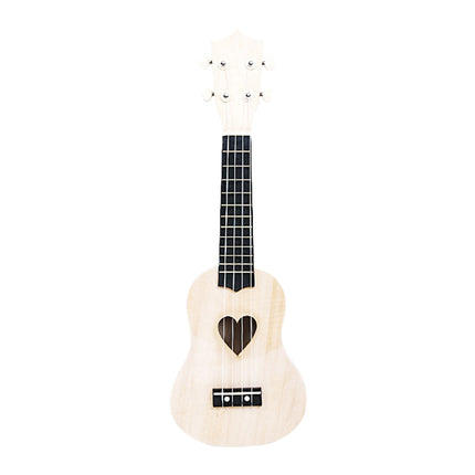 DIY Ukulele Kit 21 inch Natural Wood Paint Round Heart Sound Hole Beginner