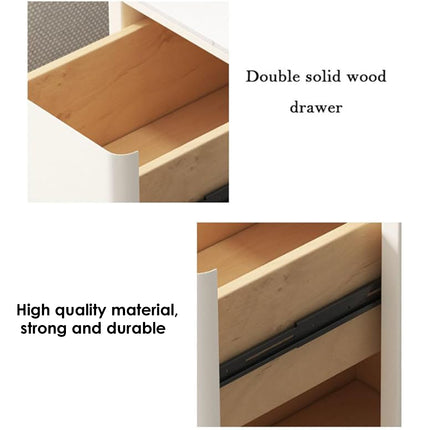 Narrow Nightstand Table Modern Style White Small Two Drawers Bedside Cabinet