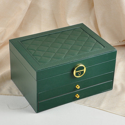 Jewelry Organizer Box 3 Layer leather Storage Case for Rings Earrings Necklaces