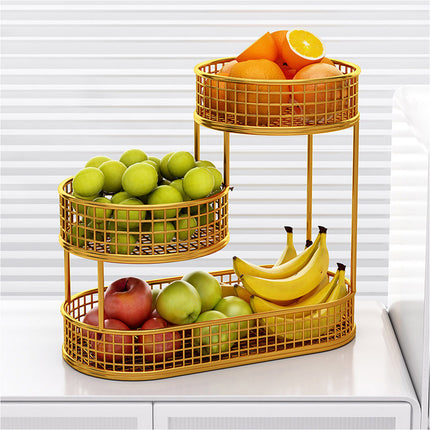 Fruit Basket 3 Tier Aesthetic Metal Stand for Kitchen Counter Dining Room Use