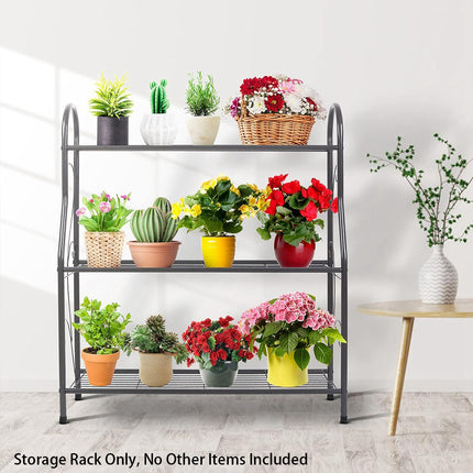 Metal Plant Stand 3 Tier Shelf Indoor Outdoor Flower Pot Display Rack 83cm
