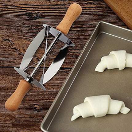 Roller Stainless Steel Croissant Cutter for Baking Pastry Cutting Easy Cleaning