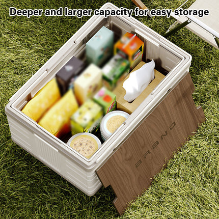 Camping Foldable Storage Box Latch or Wooden Lid Car Boot Tent Outdoor Organiser