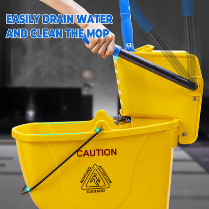 32L Wringer Mop Bucket with Mop Sturdy PP Material for Home Floor Cleaning Use