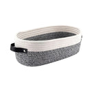 Oval Leather Handle Storage Basket Durable Fabric for Bedroom Closet Organizing