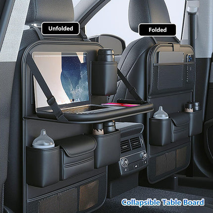 Backrest Storage Organizer Bag with Foldable Table for Vehicle Travel and Daily Use
