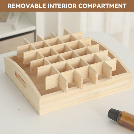Essential Oil Tray 15ml Capacity 30 Grid Solid Wood Organize Display Storage