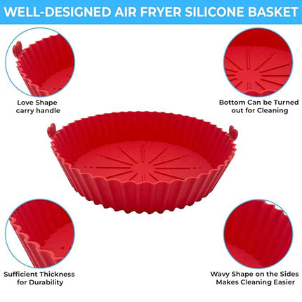 2PCS Silicone Air Fryer Baking Pan Round Household Tray Reusable Non Stick
