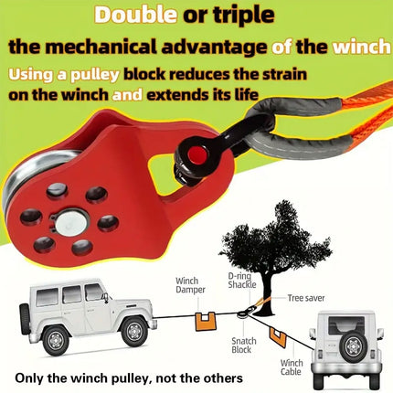 Off Road Recovery Winch Pulley Snatch Block Tackle Tow Hook Accessory Heavy Duty