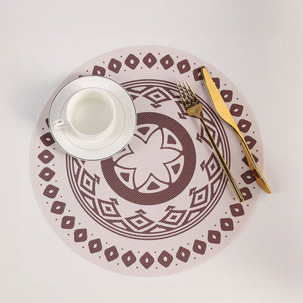 4PCS Bohemian Placemats Round Printed Table Mat Easy Clean Heat Resistant Dining
