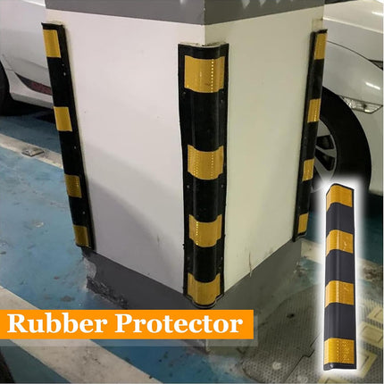 2PCS Parking Lot Corner Protector Heavy Duty Rubber Highlight Reflection Durable