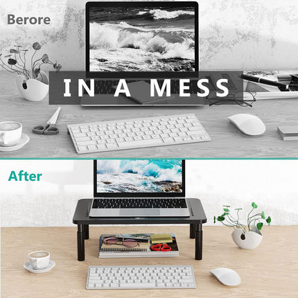 3 Height Adjustable Monitor Riser Laptop Printer Computer Stand Desktop Shelf
