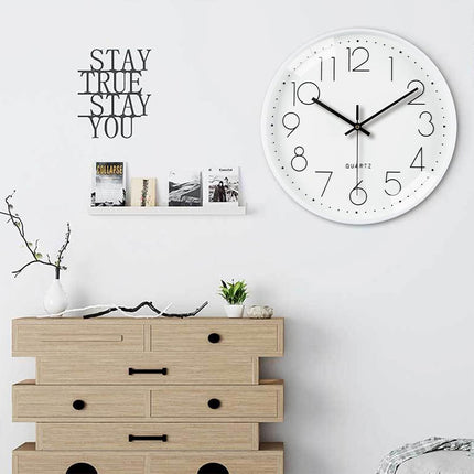 Wall Clock Silent 30cm Round Quartz Hanging Clock for Home Office Living Room