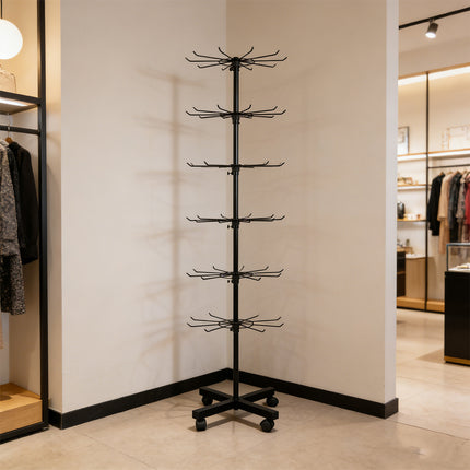 Rotating Jewellery Display Stand 5 6 Tier Metal Rack With Wheels Adjustable