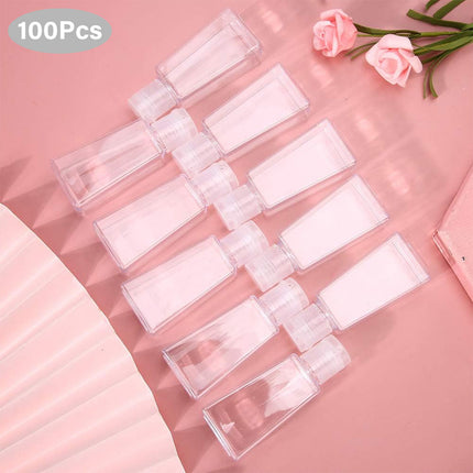 Trapezoidal Plastic Bottles 100PCS 30ML 60ML Clear Refillable Travel Cosmetic Jar