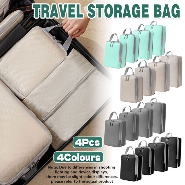 4PCS Storage Compression Bags Luggage Travel Packing Cubes Organiser Suitcases