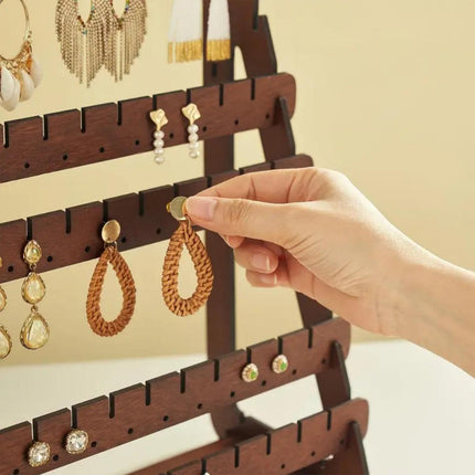 Vintage Wooden Earring Holder Jewelry Display Stand Organizer for Earrings
