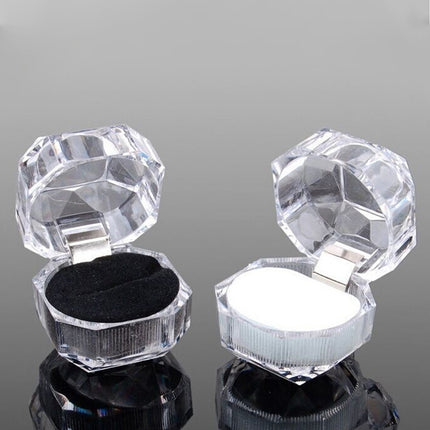 20pcs Acrylic Octagonal Jewelry Ring Earrings Box Transparent Display Cases