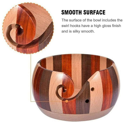 Wooden Round Wool Bowl Wool Storage Bowl Hand Knitting Organizer Home Use
