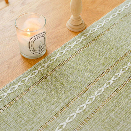 Solid Colour Woven Hollow Fringe Table Runner Home Dining Tablecloth Decoration