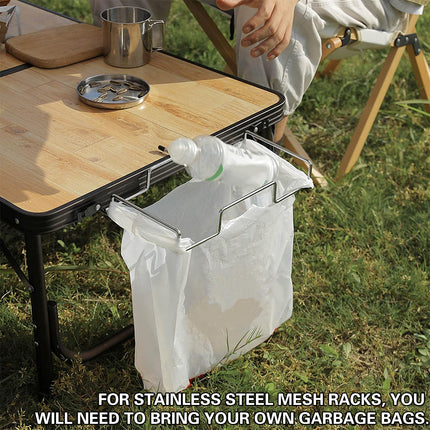 Portable Foldable Stainless Steel Trash Rack for Outdoor Camping Picnic Use