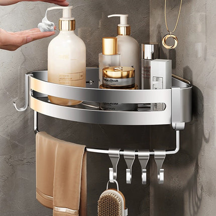 Wall Mounted Bathroom Shelf Triangle Corner Shower Storage Rack for Toiletries