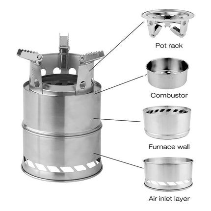 Outdoor Portable Windproof Wood Stove High Heat For Camping Hiking Travel