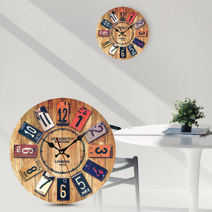 Wooden Wall Clock Round Shape Creative Design For Living Room Bedroom Decoration