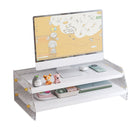 Double Layer Acrylic Desktop Organiser Stable Clear for Desk Monitor Riser Use