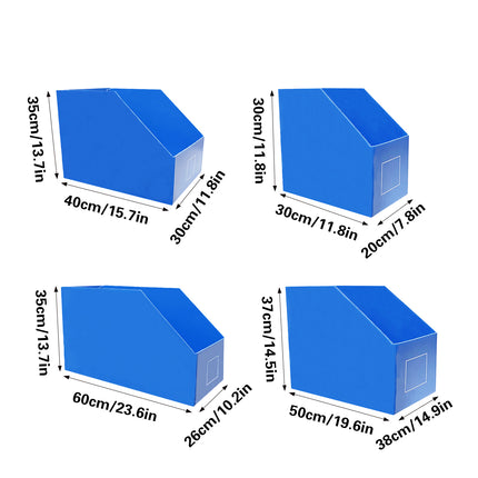 Slanted Storage Bin 5PCS Blue Corrugated PP 4 Sizes for Garage Warehouse Shelf