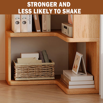 Solid Wood Corner Bookshelf for Home Floor Storage Shelf Sturdy Space Saving